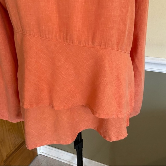 Orvis Linen Hemp Blend Long Sleeves Orange Blouse - Picture 4 of 6